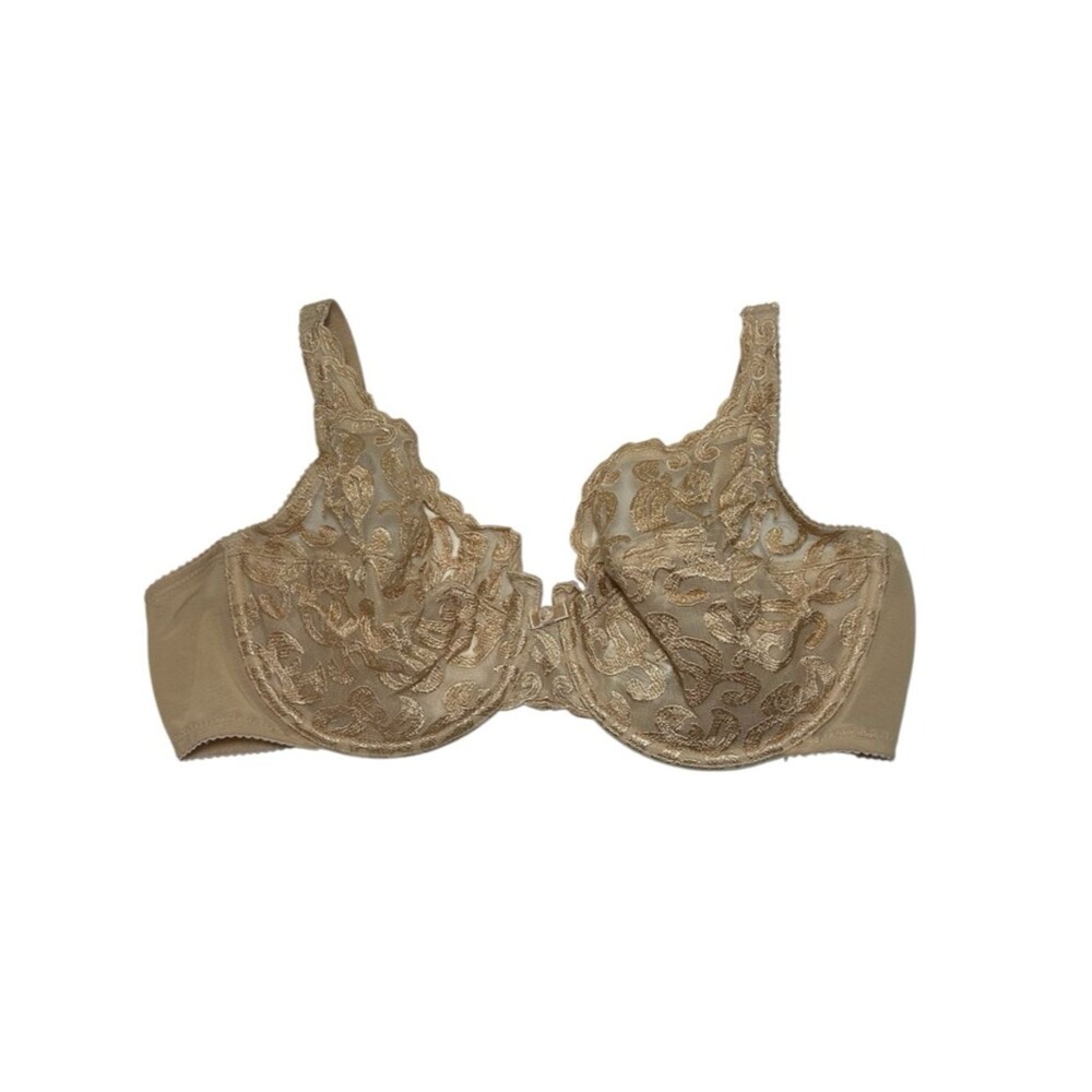 Wacoal unlined Embroidered lace Underwire Bra 34DD in tan